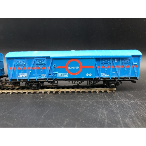 192 - Two Car Transporters and Two Hornby R741 Transfesa Ferry Wagons, one missing doors (Fair), Lima Leyl... 