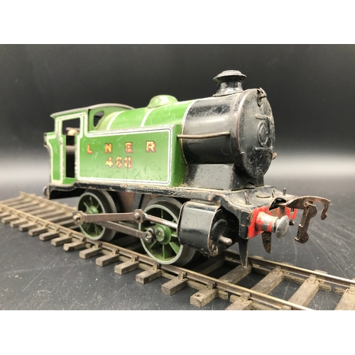 33 - Hornby O Gauge Clockwork Type 101 Tank LNER RN:460 Green without key - Fair (1) 500g