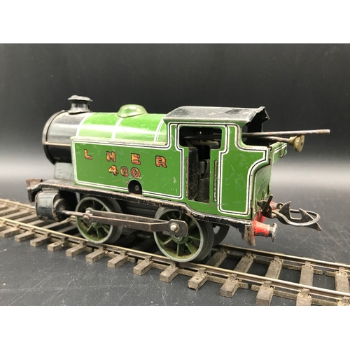 33 - Hornby O Gauge Clockwork Type 101 Tank LNER RN:460 Green without key - Fair (1) 500g