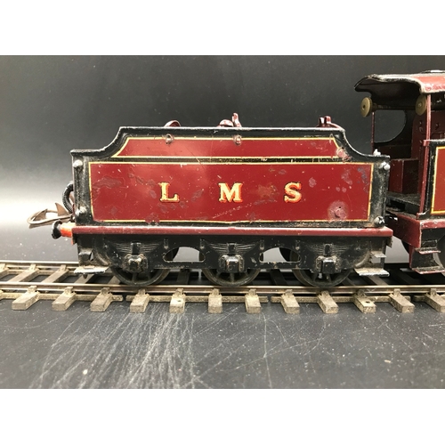 36 - Hornby O Gauge Clockwork LMS 1185 4-4-0 and tender with key - Fair (1) 1000g