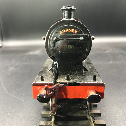 36 - Hornby O Gauge Clockwork LMS 1185 4-4-0 and tender with key - Fair (1) 1000g