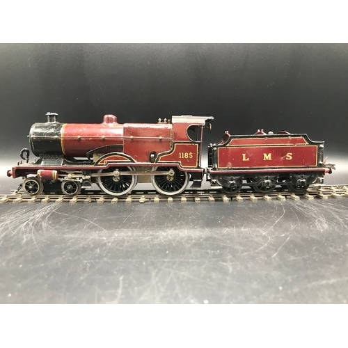 36 - Hornby O Gauge Clockwork LMS 1185 4-4-0 and tender with key - Fair (1) 1000g