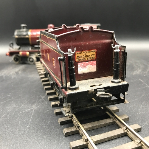 36 - Hornby O Gauge Clockwork LMS 1185 4-4-0 and tender with key - Fair (1) 1000g