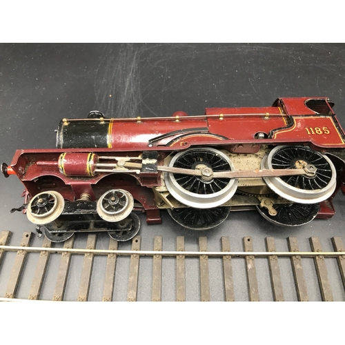 36 - Hornby O Gauge Clockwork LMS 1185 4-4-0 and tender with key - Fair (1) 1000g