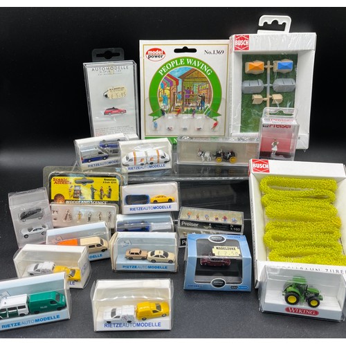 321 - 22 items of 'N' gauge 1:160 Scale from Preiser, Hiking, Herpa, Rietze Auto Modelle, Scenic Accents, ... 