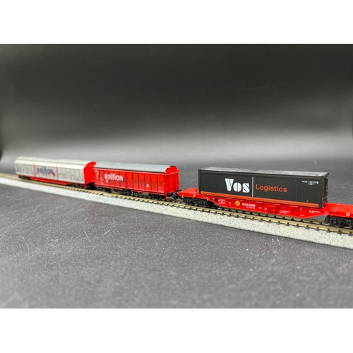 267 - N gauge train of five 'Railion' Rolling-stock wagons from Fleischmann and Electrotren, 'Ready to rol... 