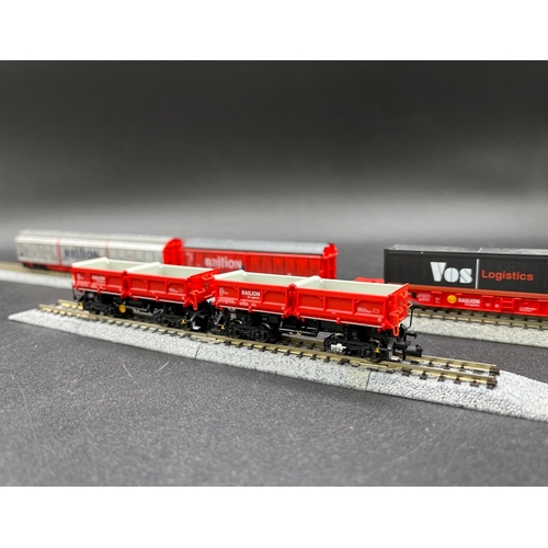 267 - N gauge train of five 'Railion' Rolling-stock wagons from Fleischmann and Electrotren, 'Ready to rol... 