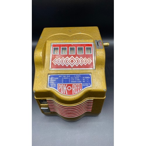 802 - Pok-o-Reel one cent trade simulator. 
This model came out in 1941. Every play would get a ball of gu... 