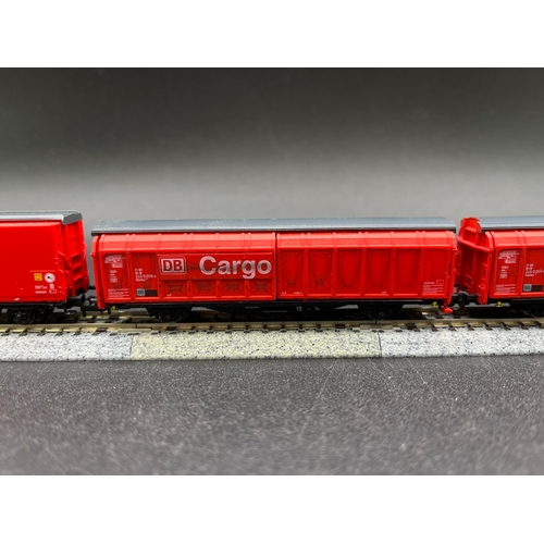 273 - An 'N' Gauge DB Cargo train of six Rolling-stock of various manufacturers with loads shown, two Flei... 