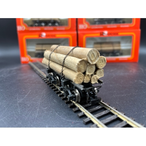 221 - A six Lumber wagon train of Rivarossi 2349 'Log Buggie/car' each boxed and appear lightly run - Wago... 