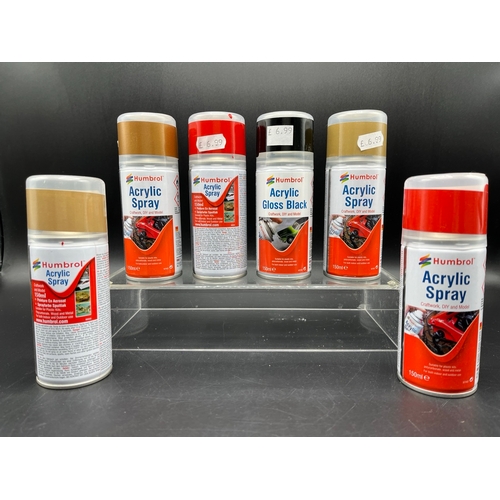 690 - 22 Humbrol Acrylic Spray Paint 150ml, Various colours shown, Ex-shop Stock - Very Good (22) 3500g