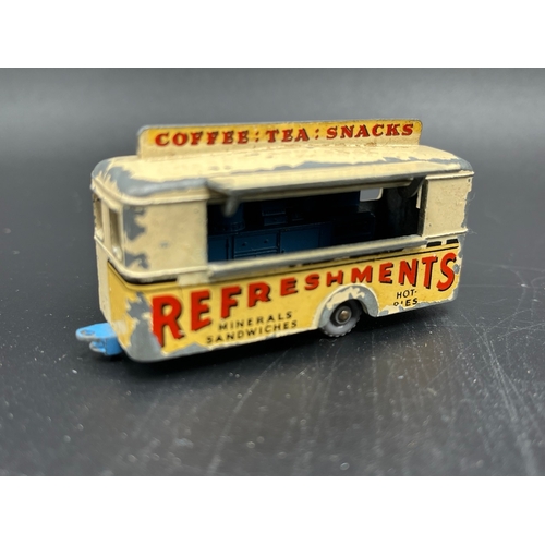 601 - 9 Lesney and 2 Benbros die-cast, includes Lesney No.74 Mobile Canteen, No. 23 Bluebird Dauphine, Pas... 