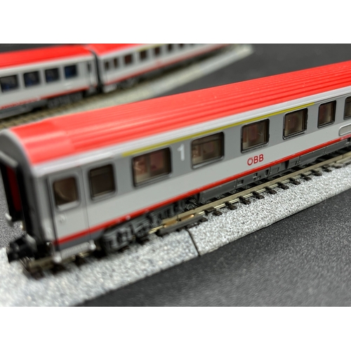 283 - Four Roco 'N' Gauge OBB Coaches/Cars believed to be Austrian Federal Railways, 1st, 1st/2nd (2) and ... 