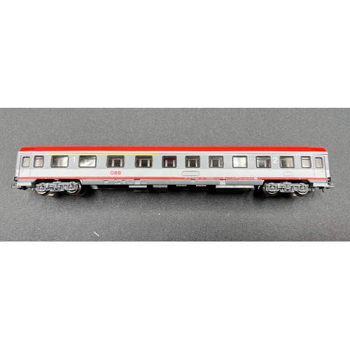 283 - Four Roco 'N' Gauge OBB Coaches/Cars believed to be Austrian Federal Railways, 1st, 1st/2nd (2) and ... 