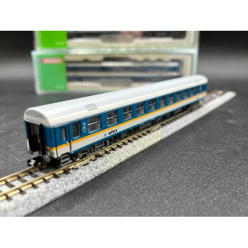 288 - Rake of three Arnold HN4073 Coach set “ALEX (ARRIVA Länderbahn Express)” with 3 coaches, each 2nd Cl... 