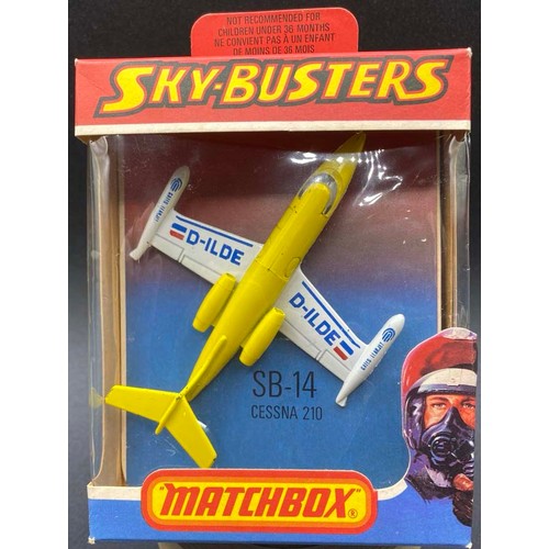 609 - Nine Matchbox Aircraft , Motorbike and Cruiser. (G). 1400g.  
Matchbox Cessna 210 White/Yellow Boxed... 