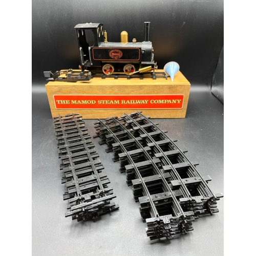 17 - Rare Mamod Steam Engine Locomotive SL1 Train finished in Black, with handmade wooden track box conta... 