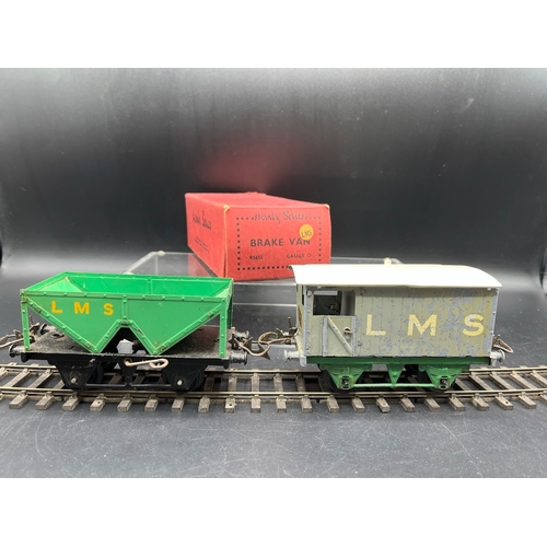 41 - 12 Hornby Meccano O Gauge Rolling-stock, includes LMS Green/White Hopper Wagon & Brake Van (G), No.1... 