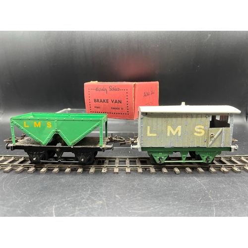 41 - 12 Hornby Meccano O Gauge Rolling-stock, includes LMS Green/White Hopper Wagon & Brake Van (G), No.1... 