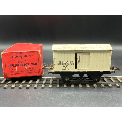 41 - 12 Hornby Meccano O Gauge Rolling-stock, includes LMS Green/White Hopper Wagon & Brake Van (G), No.1... 