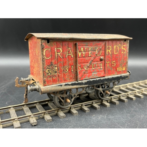 43 - Hornby Meccano Gauge O SR Goods Brake Van and Crawford's Biscuits Wagon - Poor (2) 400g