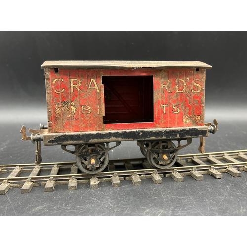 43 - Hornby Meccano Gauge O SR Goods Brake Van and Crawford's Biscuits Wagon - Poor (2) 400g