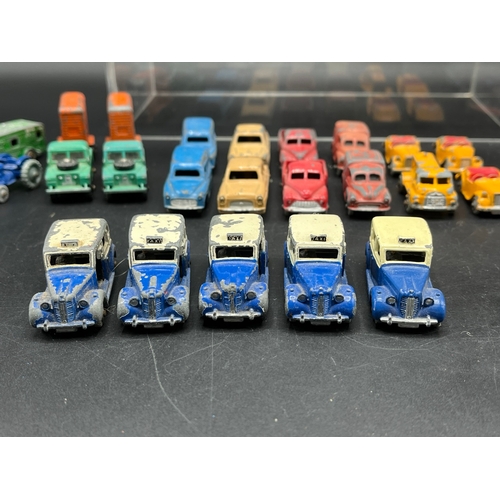 614 - 35 Dinky Dublo die-cast vehicles in original play-worn condition, just one taxi loose from chassis, ... 