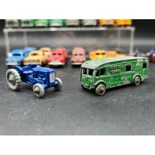 614 - 35 Dinky Dublo die-cast vehicles in original play-worn condition, just one taxi loose from chassis, ... 