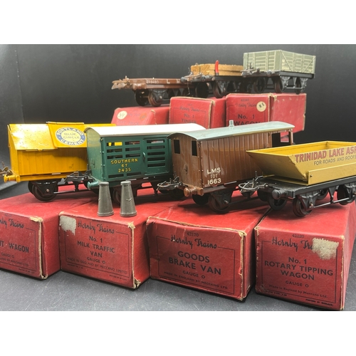 47 - 7 Hornby Gauge O Boxed Wagons, includes SR No.1 Milk Traffic Van with two churns and working doors, ... 