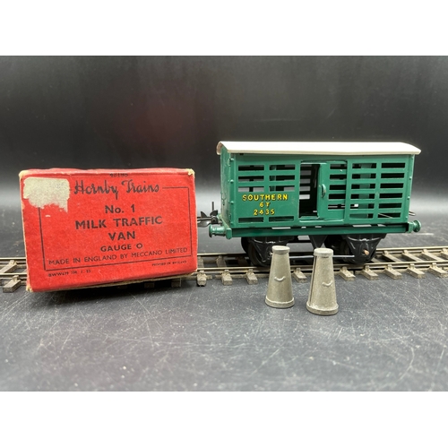 47 - 7 Hornby Gauge O Boxed Wagons, includes SR No.1 Milk Traffic Van with two churns and working doors, ... 