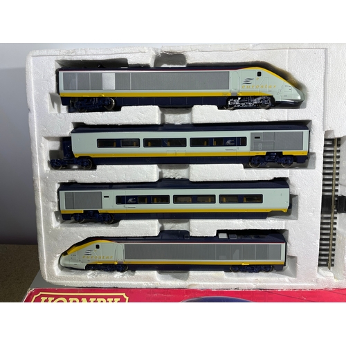 130 - Hornby R1071 Eurostar OO gauge Train Set, Tested Runner, Appears complete - Good, Box Fair (1) 2100g... 