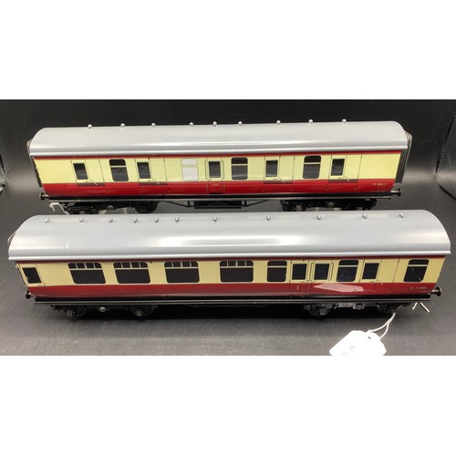 83 - Seven O Gauge Ace Trains modern tin plate Coarse scale wheels in red and cream. Brake combo coach No... 