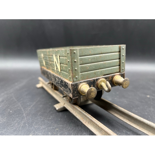 58 - Early Hornby Meccano Ltd 1920's GN Open Wagon, 'O' gauge clockwork with brass buffers and couplings,... 