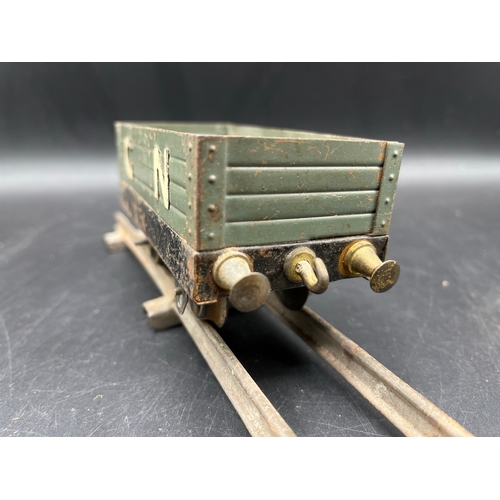 58 - Early Hornby Meccano Ltd 1920's GN Open Wagon, 'O' gauge clockwork with brass buffers and couplings,... 