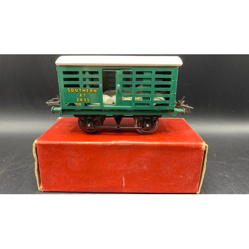 61 - Four Boxed Hornby Meccano 'O' gauge Wagons, including Trolley Wagon with two cable drums RS712, NE W... 