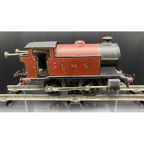 29 - Clockwork Hornby Train No.201 Tank Goods Set 'O' gauge, includes LMS 2270 Maroon Loco (F) and three ... 