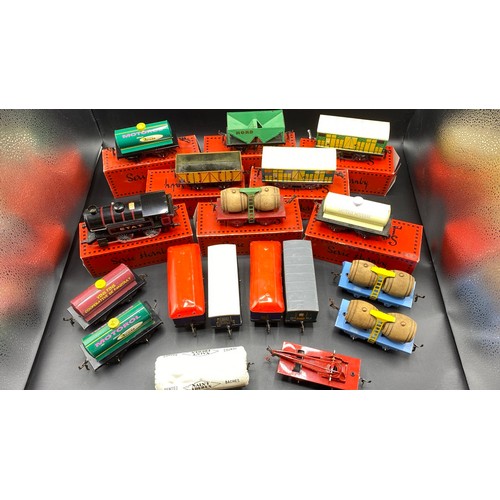 64 - A Loco & Seventeen French issue Hachette Reproductions 'Series Hornby' O gauge wagons and coaches, 8... 