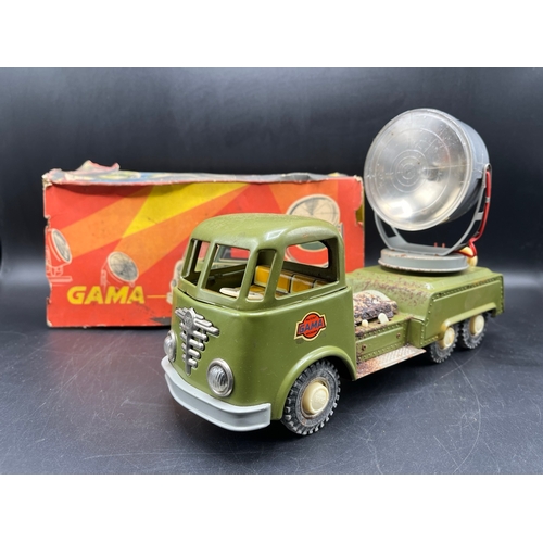 660 - Gama (Germany) 2991 Lorry Mounted Searchlight, Large scale tinplate battery operated models circa 19... 