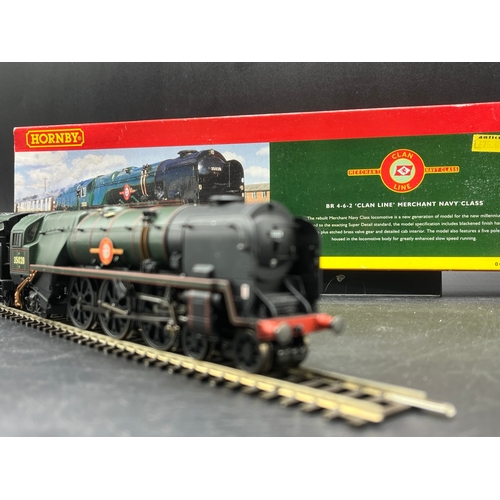 210 - Three 'OO' gauge Steam Locos Tested, Hornby BR 4-6-2 'Clan line' Merchant Navy Class #35028 Tested N... 