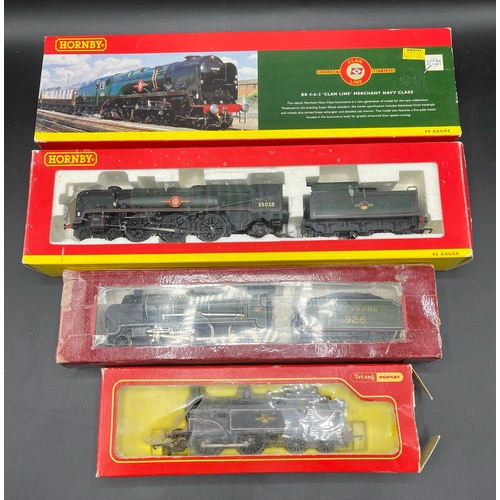 210 - Three 'OO' gauge Steam Locos Tested, Hornby BR 4-6-2 'Clan line' Merchant Navy Class #35028 Tested N... 