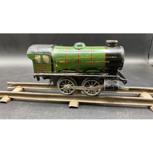 26 - Hornby Meccano MO Green Loco #60985 with two tenders (Fair), O gauge, along with Tin-plate 'South Ju... 