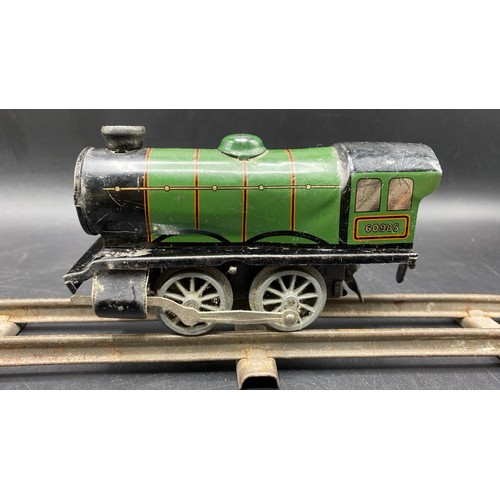 26 - Hornby Meccano MO Green Loco #60985 with two tenders (Fair), O gauge, along with Tin-plate 'South Ju... 