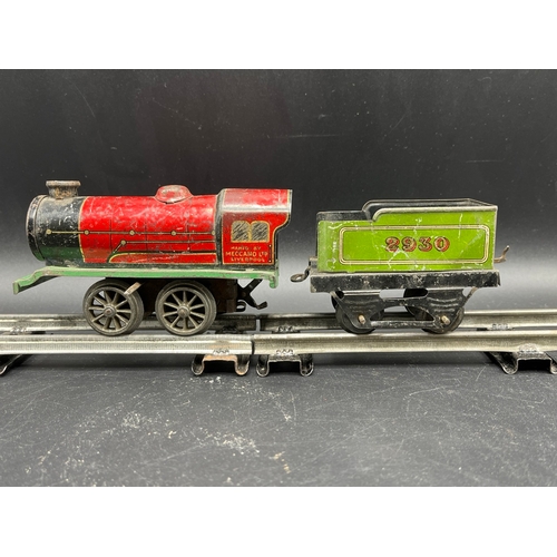 29 - Hornby Meccano O Gauge Wagons and Tank Wagons, along with Locomotive and Coaches, includes Castrol f... 