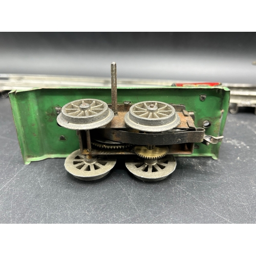 29 - Hornby Meccano O Gauge Wagons and Tank Wagons, along with Locomotive and Coaches, includes Castrol f... 