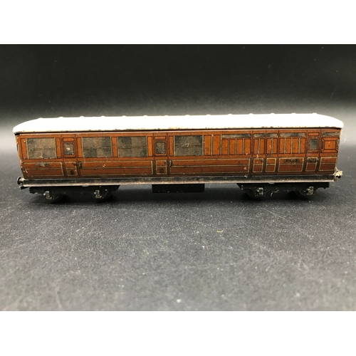 47 - Three Dublo Coaches, Southern Railway Restaurant Car (Poor), LNER D1 #45402 Brake/3rd Teak (Poor) an... 