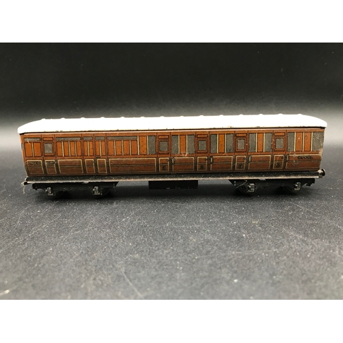 47 - Three Dublo Coaches, Southern Railway Restaurant Car (Poor), LNER D1 #45402 Brake/3rd Teak (Poor) an... 