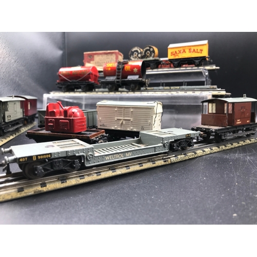 51 - Sixteen Hornby Dublo Wagons including classics Liverpool Cables, Royal Daylight, Saxa Salt, also die... 