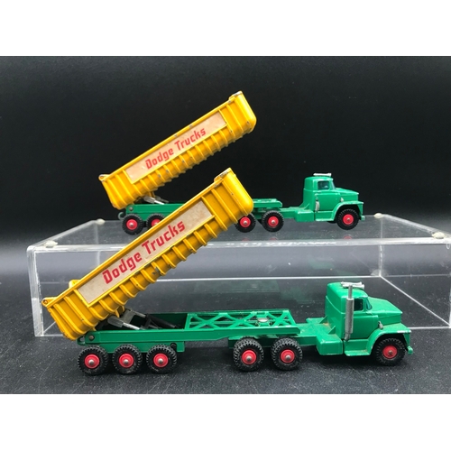 214 - Two Matchbox King Size K-16 Dodge Tractors, Play worn, Tipper action works, One exhaust missing - Fa... 