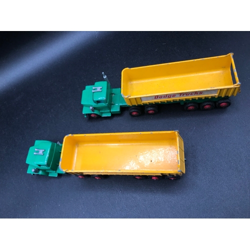 214 - Two Matchbox King Size K-16 Dodge Tractors, Play worn, Tipper action works, One exhaust missing - Fa... 