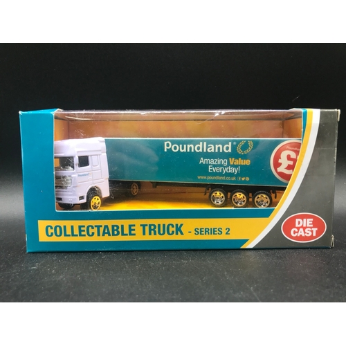 222 - Three Poundland and Two Eddie Stobart Saico Trucks, Undisturbed from Packaging, Boxes overall Fair/G... 